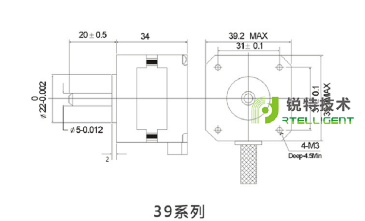 39A02系列步进电机外形尺寸